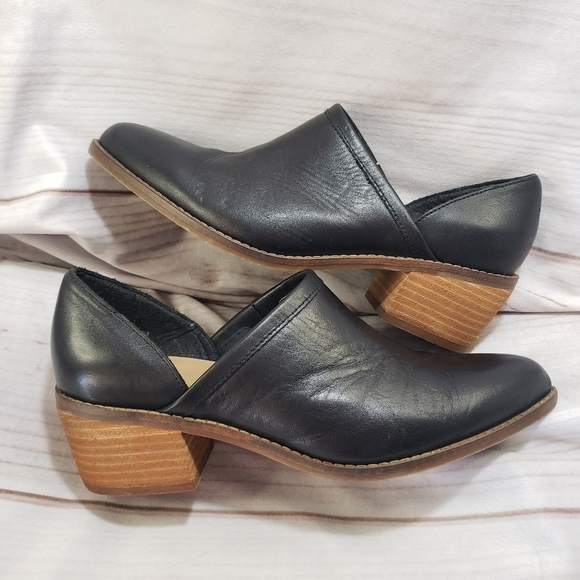 Crown Vintage Black Leather Booties Open Side Womens 6.5 Morrison - Picture 10 of 11